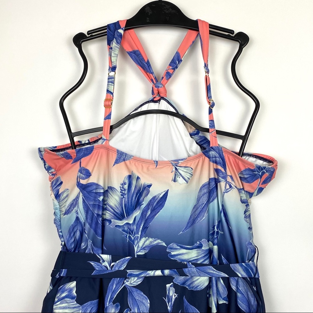 La Blanca Ombré Draped High Neck One Piece - Picture 7 of 12